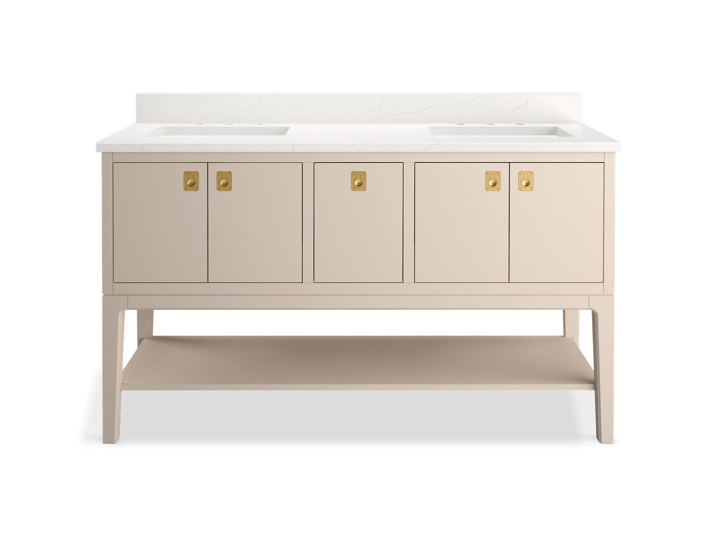 KOHLER K-35028 Seagrove by Studio McGee 60" bathroom vanity cabinet with sinks and quartz top
