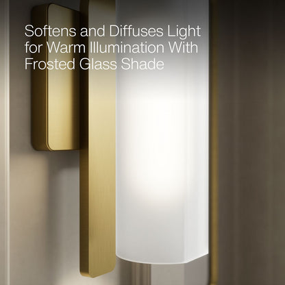 KOHLER K-35113-SC01 Parallel One-light Sconce, Brushed Moderne Brass - Shows close up detail of product in use in room