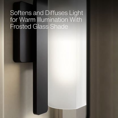 KOHLER K-35113-SC01 Parallel One-light Sconce, Matte Black - Shows close up detail of product in use in room
