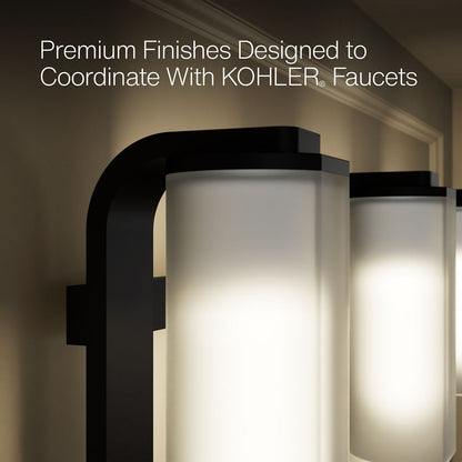 KOHLER K-35115-SC03 Parallel Three-light Sconce, Matte Black - close-up view of product detail