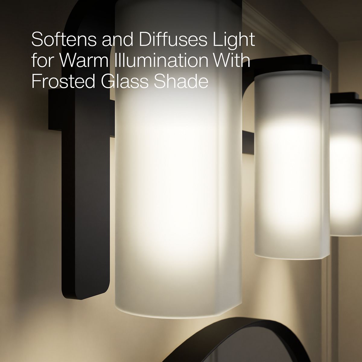 KOHLER K-35115-SC03 Parallel Three-light Sconce, Matte Black - Shows close up detail of product in use in room