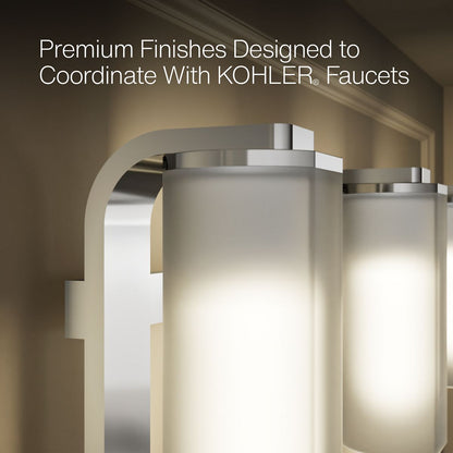 KOHLER K-35115-SC03 Parallel Three-light Sconce, Polished Chrome - close-up view of product detail