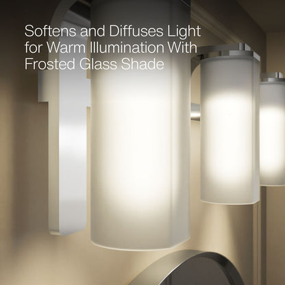 KOHLER K-35115-SC03 Parallel Three-light Sconce, Polished Chrome - Shows close up detail of product in use in room