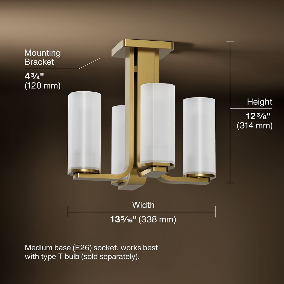 3/4 view of product with dimensions