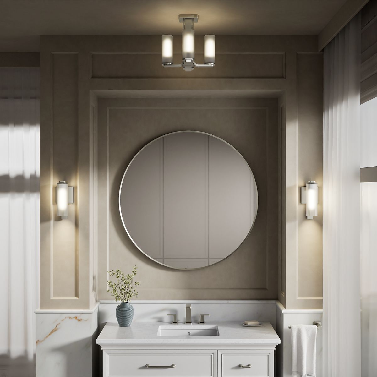 KOHLER K-35116-FM04 Parallel 13-5/16" Flush-mount, Brushed Nickel - Products in use in close room view