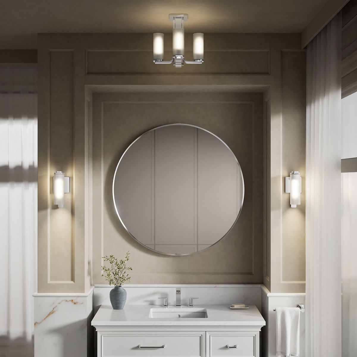 KOHLER K-35116-FM04 Parallel 13-5/16" Flush-mount, Polished Chrome - Products in use in close room view