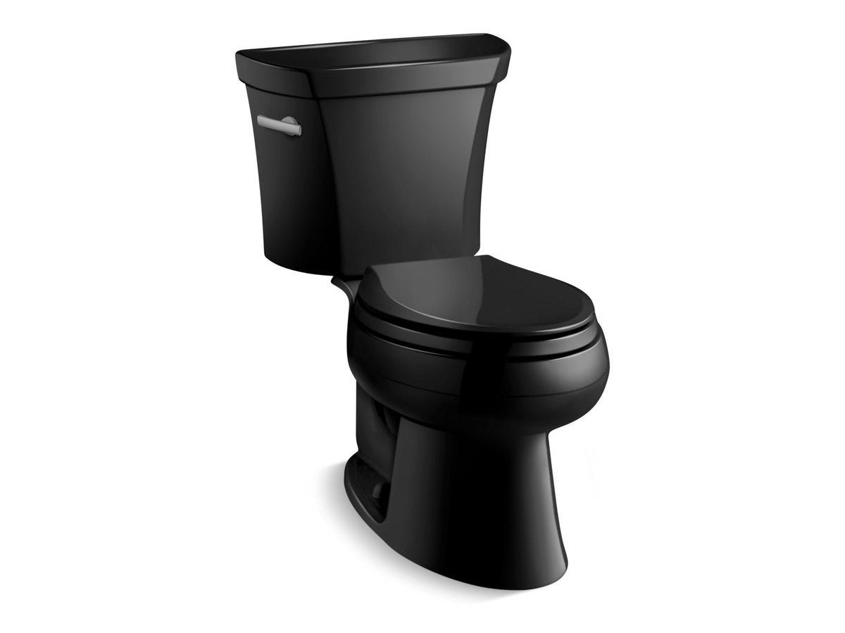 KOHLER K-3531-T Wellworth Two-piece elongated toilet, 1.0 gpf - Black Black
