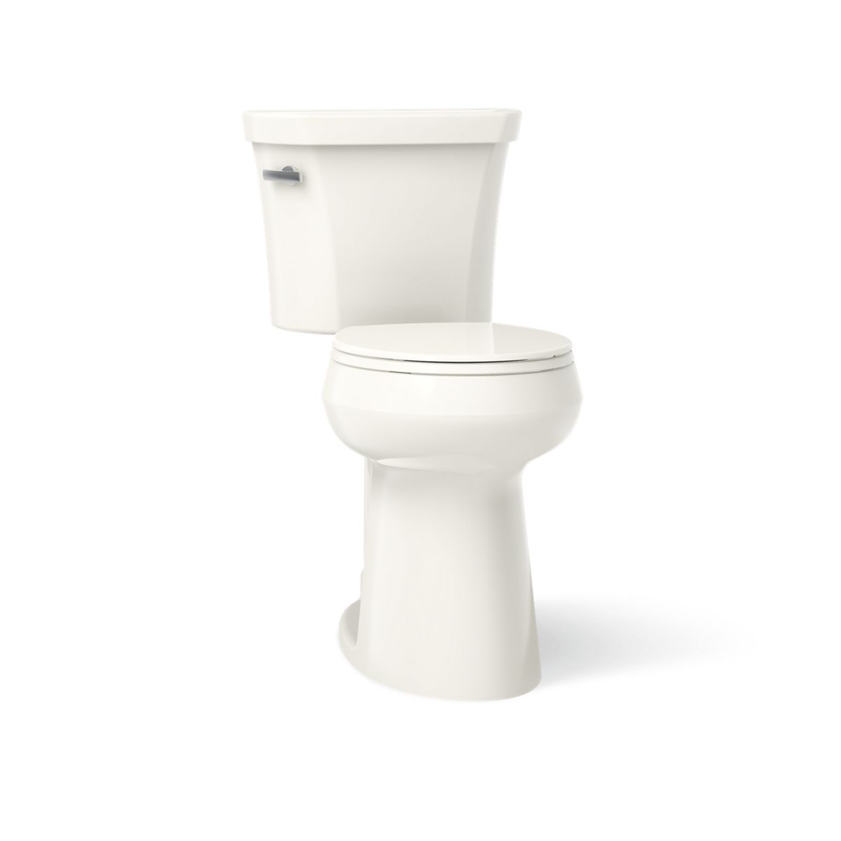 KOHLER K-35716 Highline Tall Two-piece Round-front Toilet, 1.28 GPF, Biscuit - 3/4 view of product