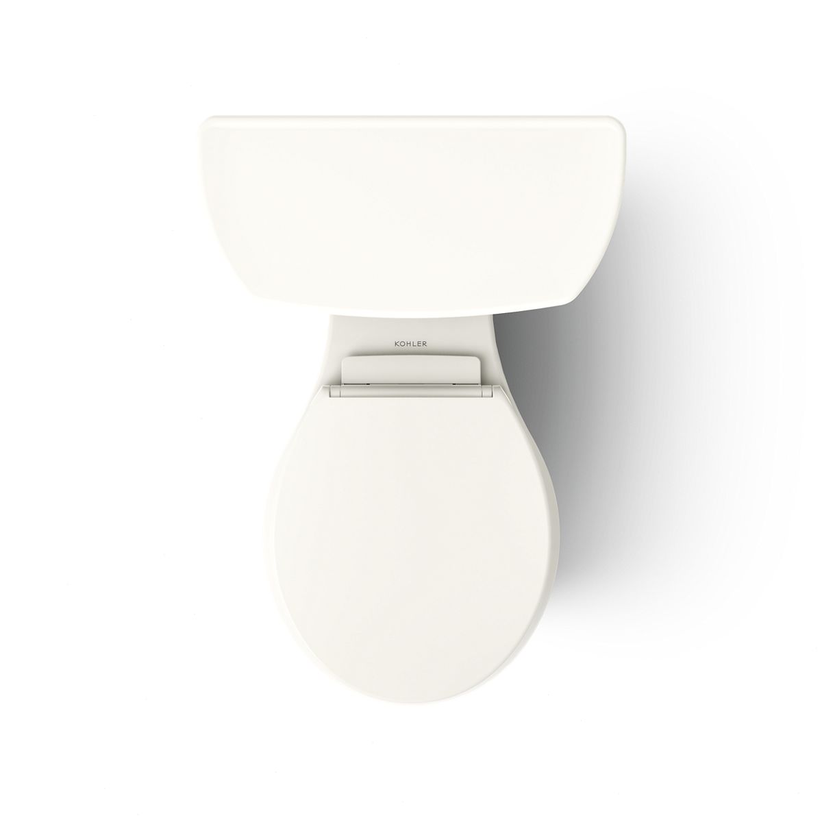 KOHLER K-35716 Highline Tall Two-piece Round-front Toilet, 1.28 GPF, Biscuit - top view of product