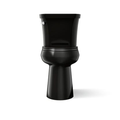 KOHLER K-35716 Highline Tall Two-piece Round-front Toilet, 1.28 GPF, Black Black - front view of product