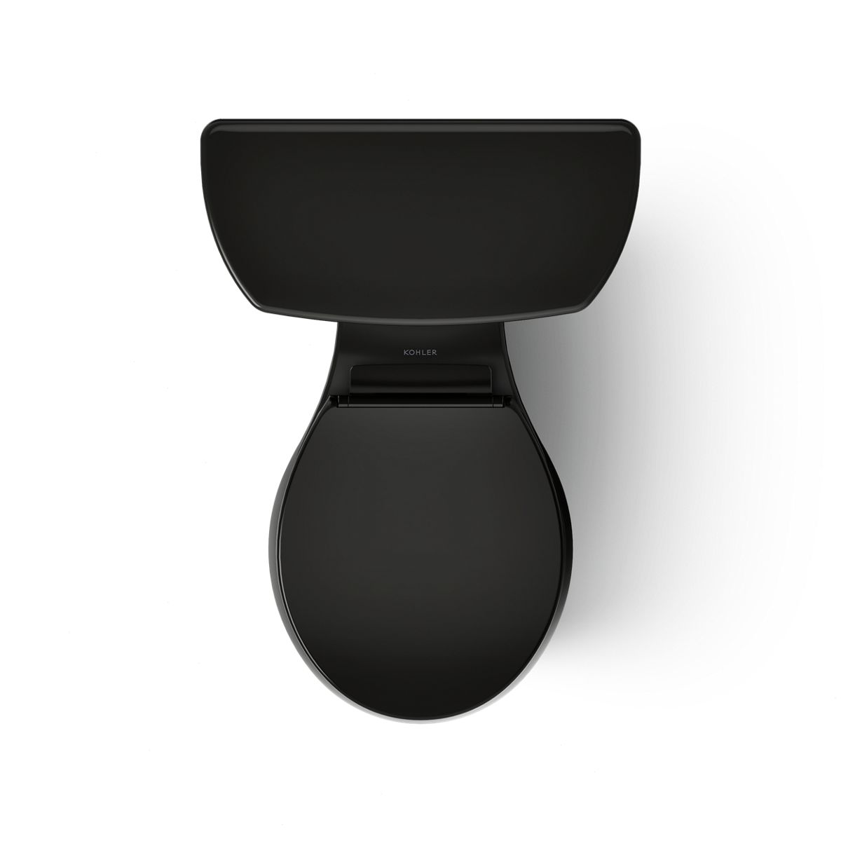 KOHLER K-35716 Highline Tall Two-piece Round-front Toilet, 1.28 GPF, Black Black - top view of product