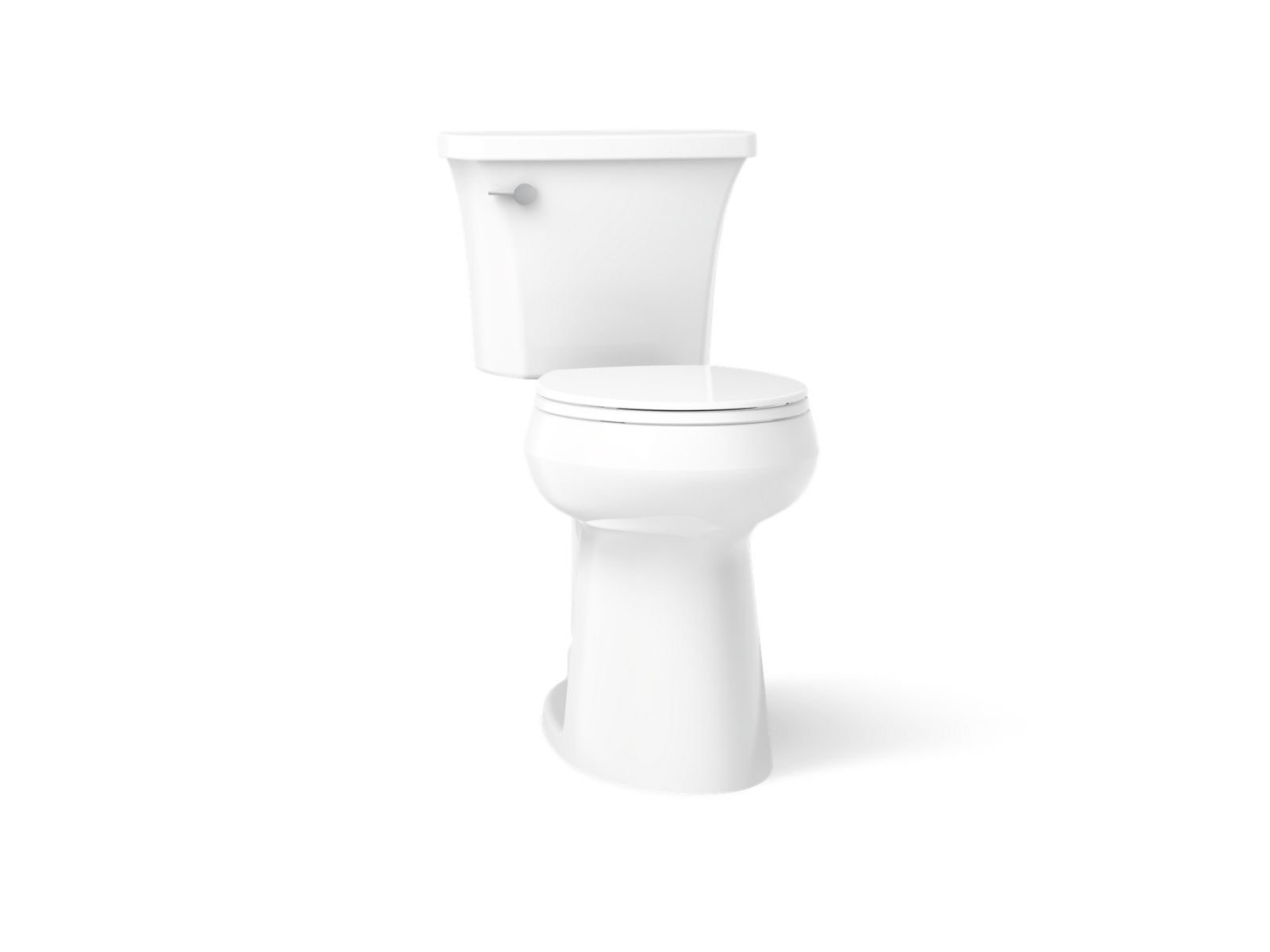 KOHLER K-35716 Highline Tall Two-piece Round-front Toilet, 1.28 GPF, White - 3/4 view of product