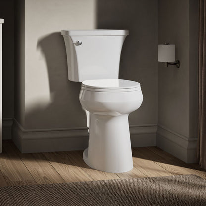 KOHLER K-35716 Highline Tall Two-piece Round-front Toilet, 1.28 GPF, White - image focused on single product story
