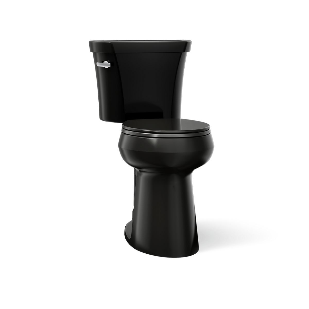 KOHLER K-35717 Highline Tall Two-piece Round-front Toilet, 1.6 GPF, Black Black - 3/4 view of product