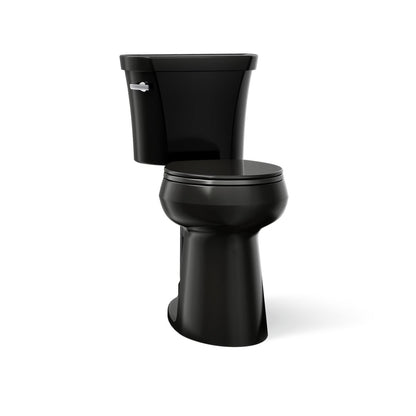 KOHLER K-35717 Highline Tall Two-piece Round-front Toilet, 1.6 GPF, Black Black - 3/4 view of product