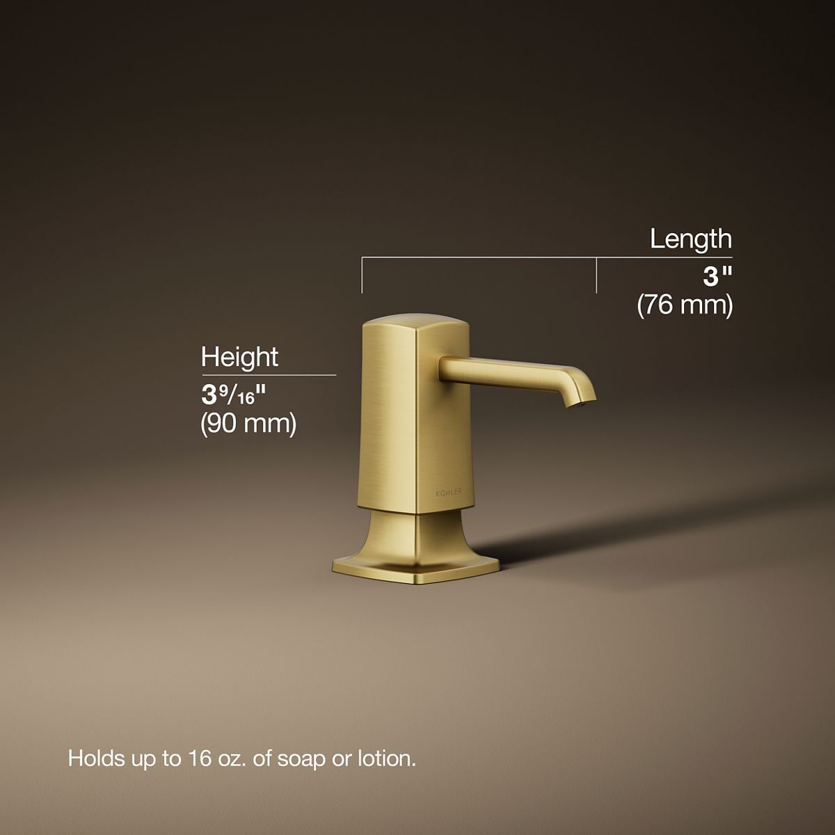 3/4 view of product with dimensions