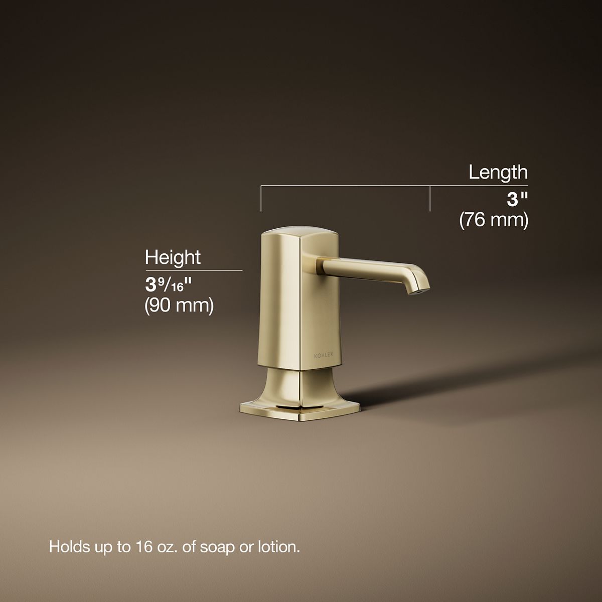 3/4 view of product with dimensions