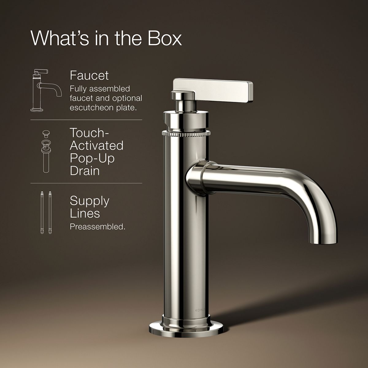 KOHLER K-35907-4 Castia by Studio McGee Single-handle bathroom sink faucet, 1.2 gpm