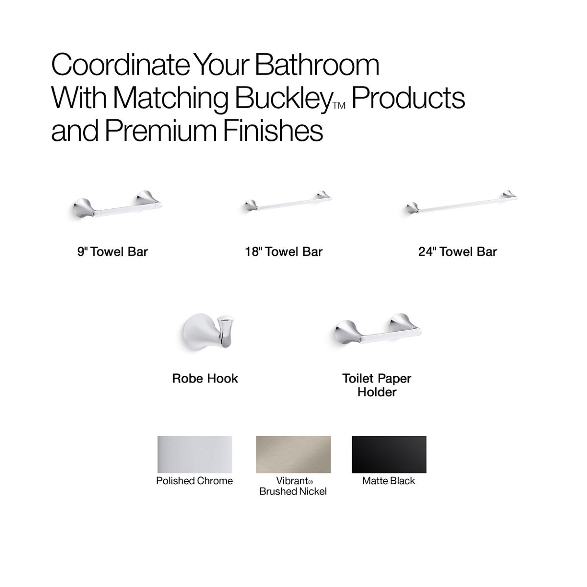 KOHLER K-35930 Buckley 9" towel bar