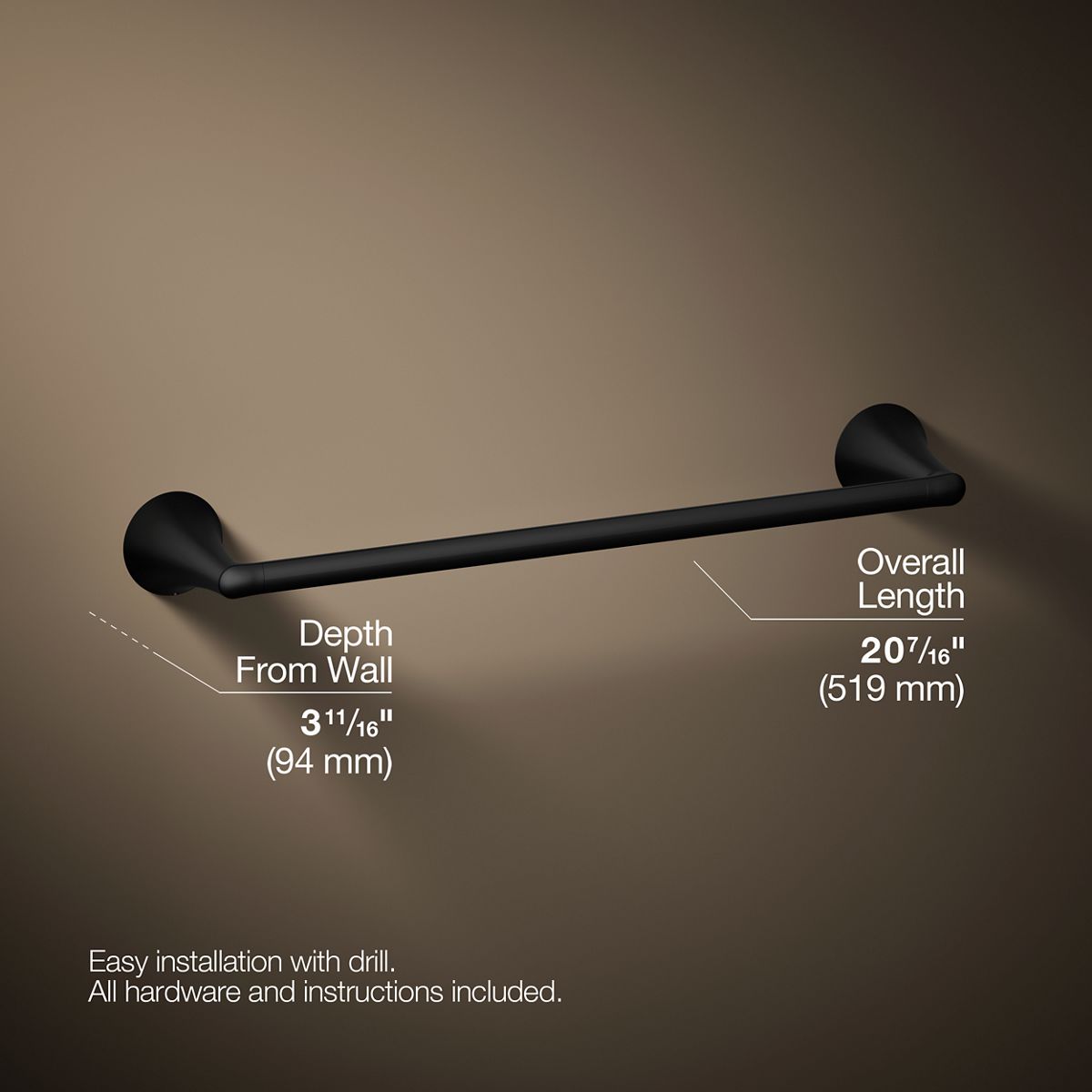 KOHLER K-35931 Buckley 18" towel bar