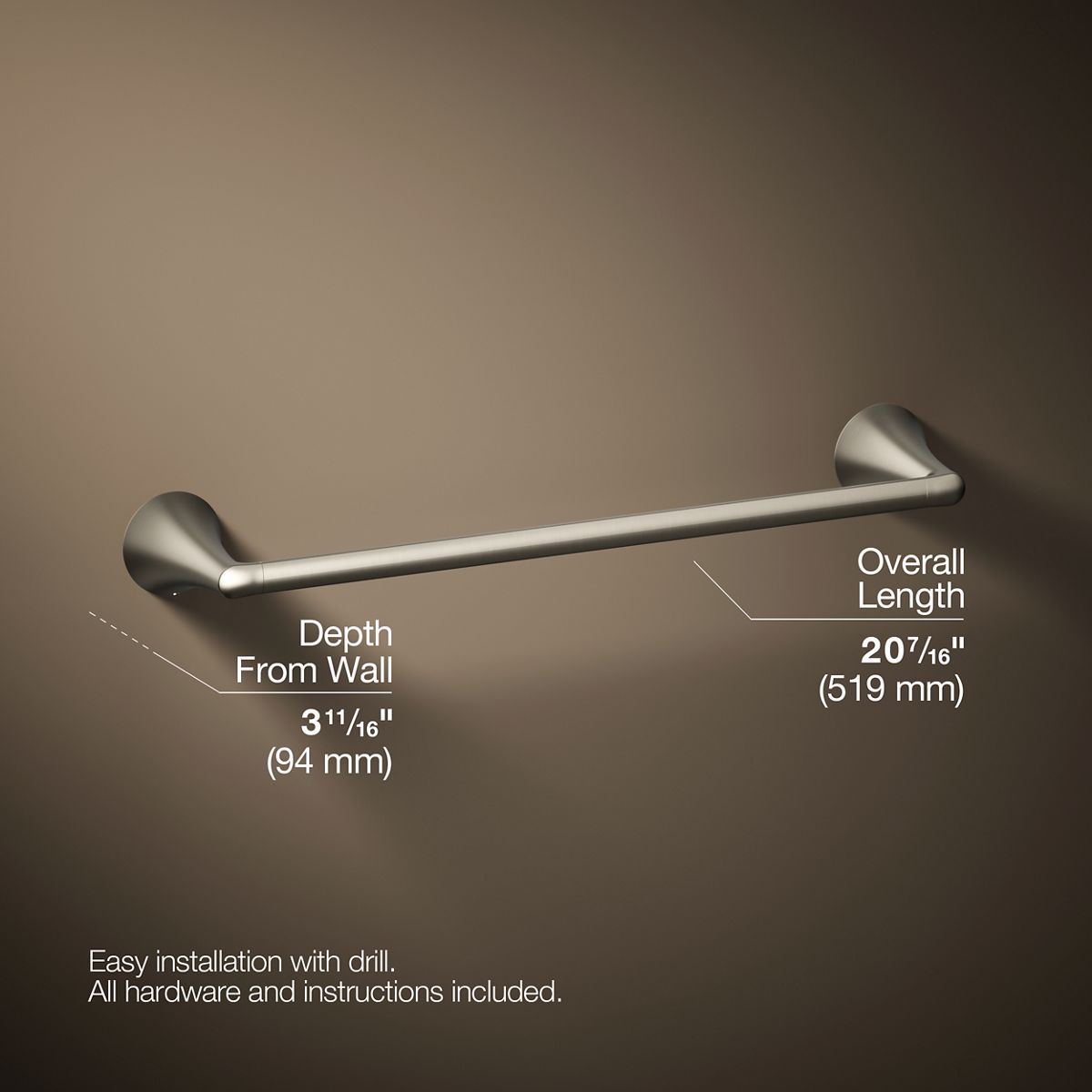 KOHLER K-35931 Buckley 18" towel bar