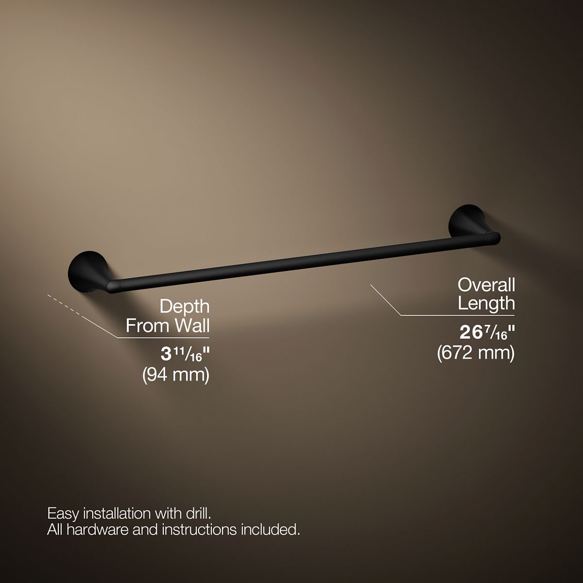 KOHLER K-35932 Buckley 24" towel bar