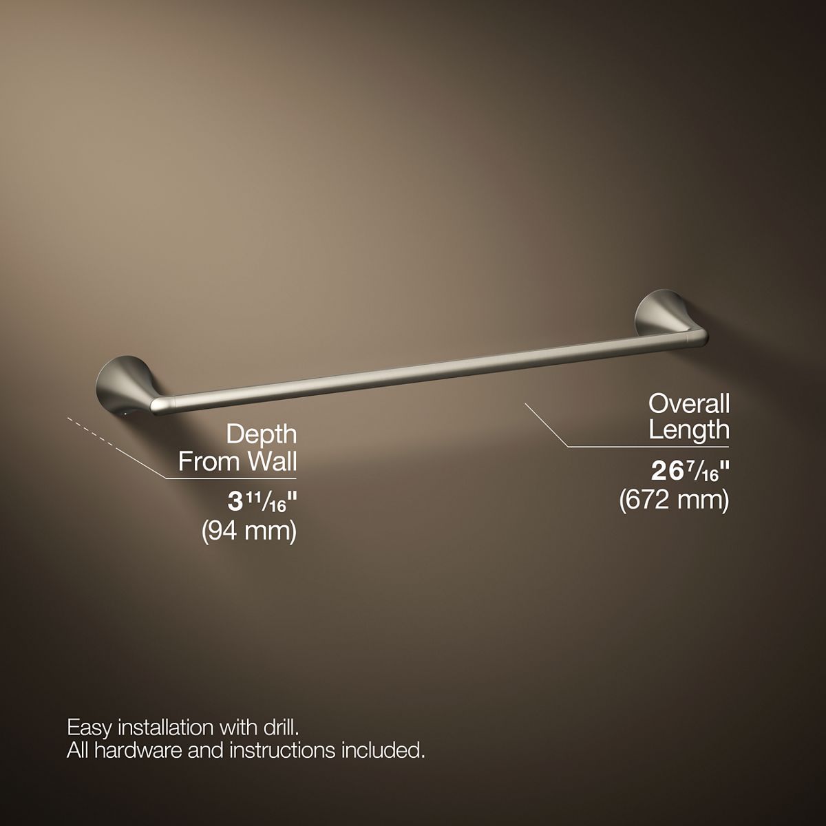 KOHLER K-35932 Buckley 24" towel bar