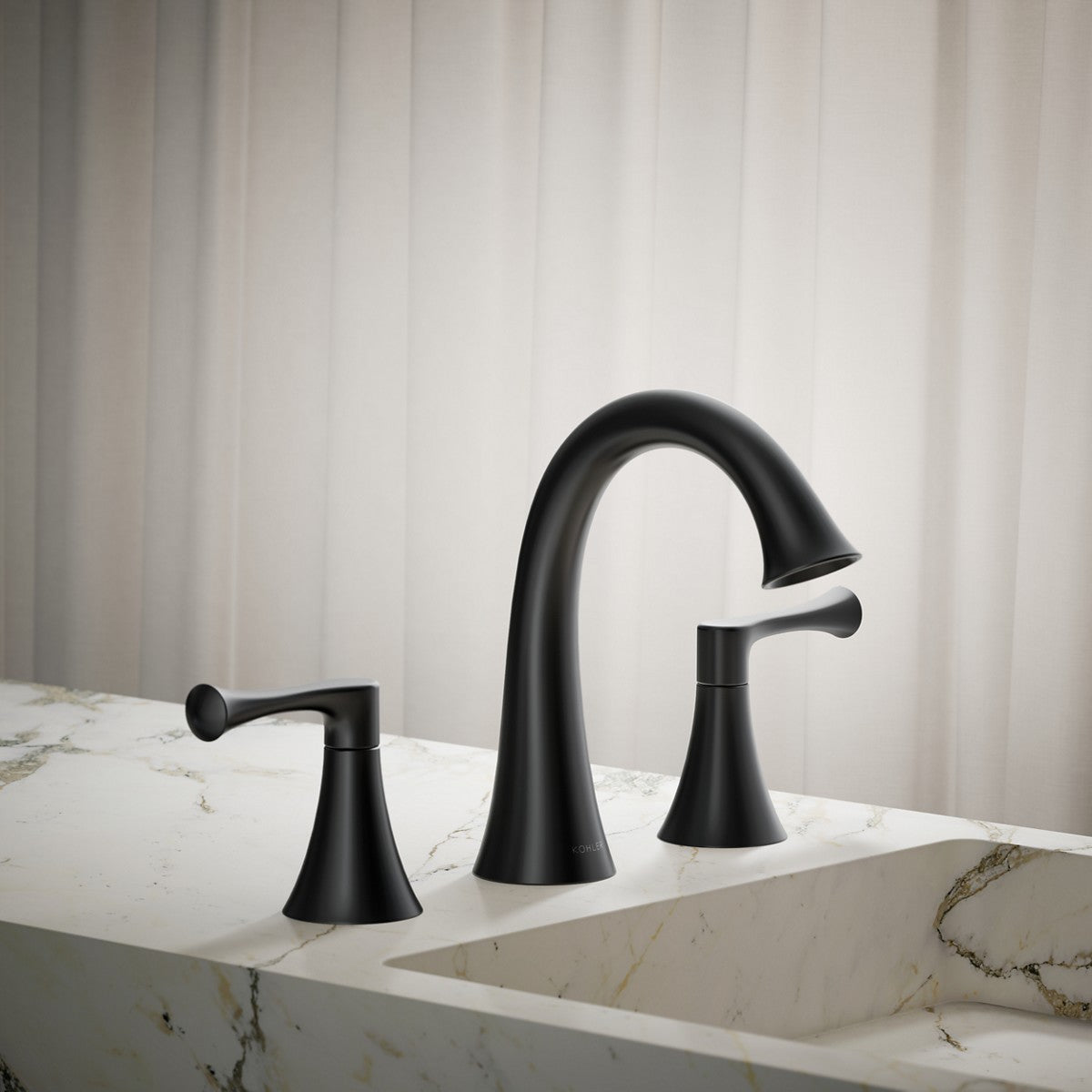 KOHLER K-35953-4 Buckley Widespread bathroom sink faucet, 1.2 gpm, matte black - view 4