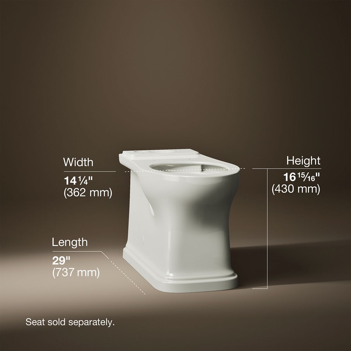 3/4 view of product with dimensions