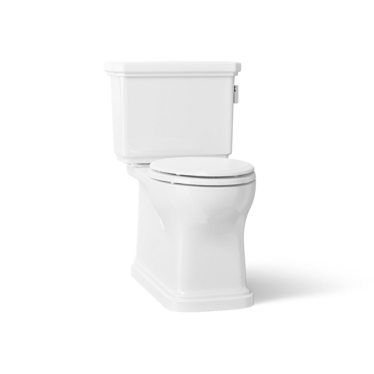 KOHLER K-35960-RA Claude Two-piece Elongated Toilet with Skirted Trapway, 1.28 GPF, White - 3/4 view of product