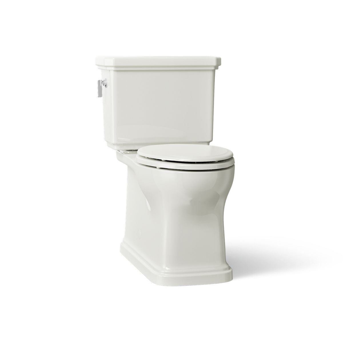 KOHLER K-35960 Claude Two-piece Elongated Toilet with Skirted Trapway, 1.28 GPF, Dune - 3/4 view of product
