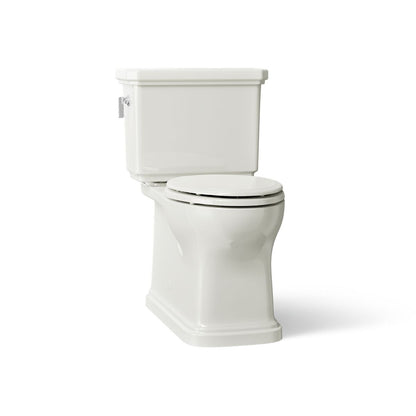KOHLER K-35960 Claude Two-piece Elongated Toilet with Skirted Trapway, 1.28 GPF, Dune - 3/4 view of product