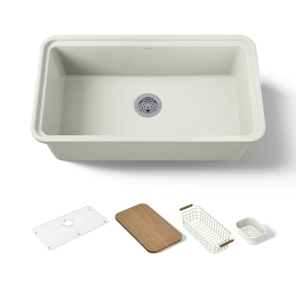 KOHLER K-36254-PC Audrine 33" undermount single-bowl workstation kitchen sink, dune - view 3