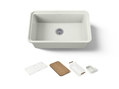 KOHLER K-36255-PC Audrine 30" undermount single-bowl workstation kitchen sink, dune