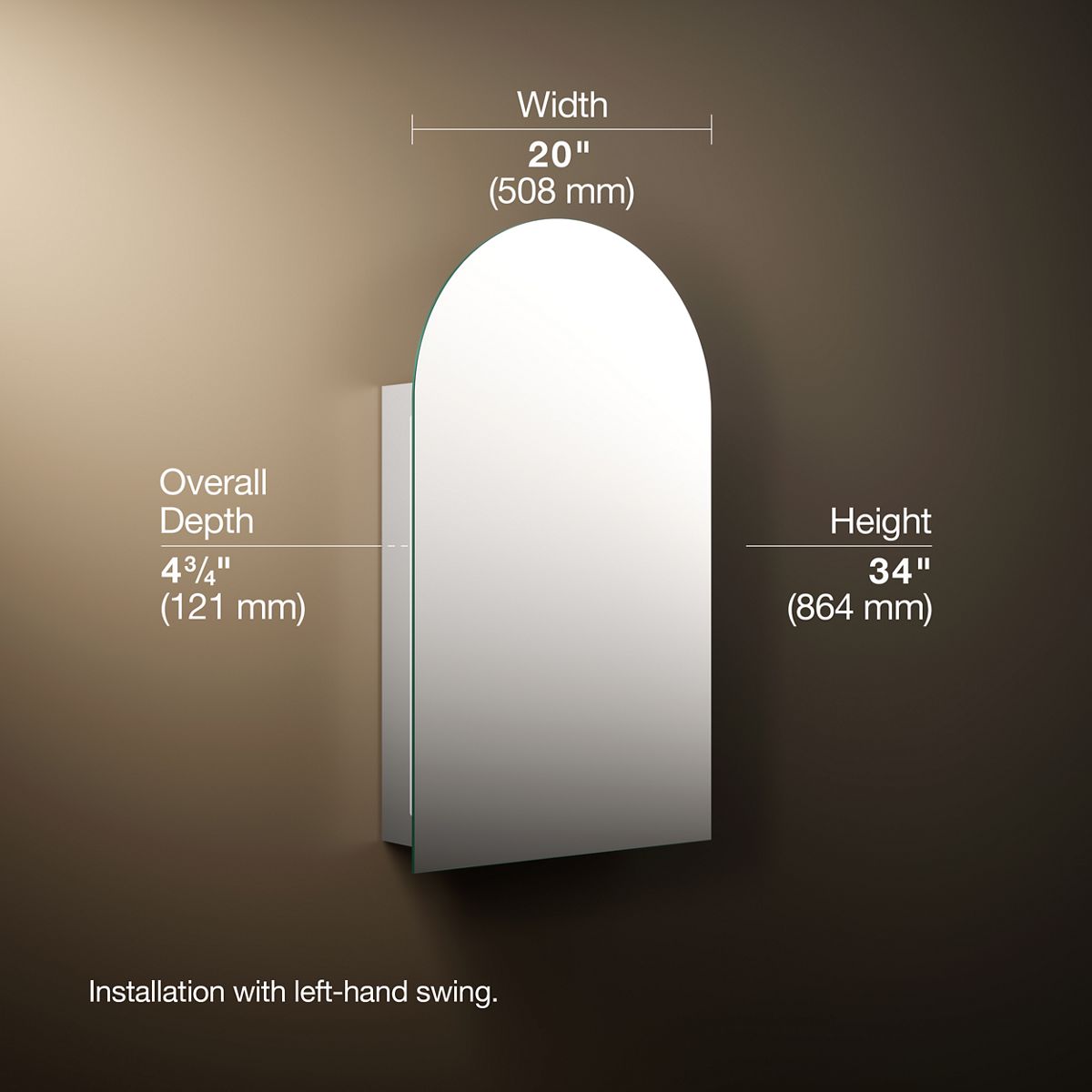 3/4 view of product with dimensions
