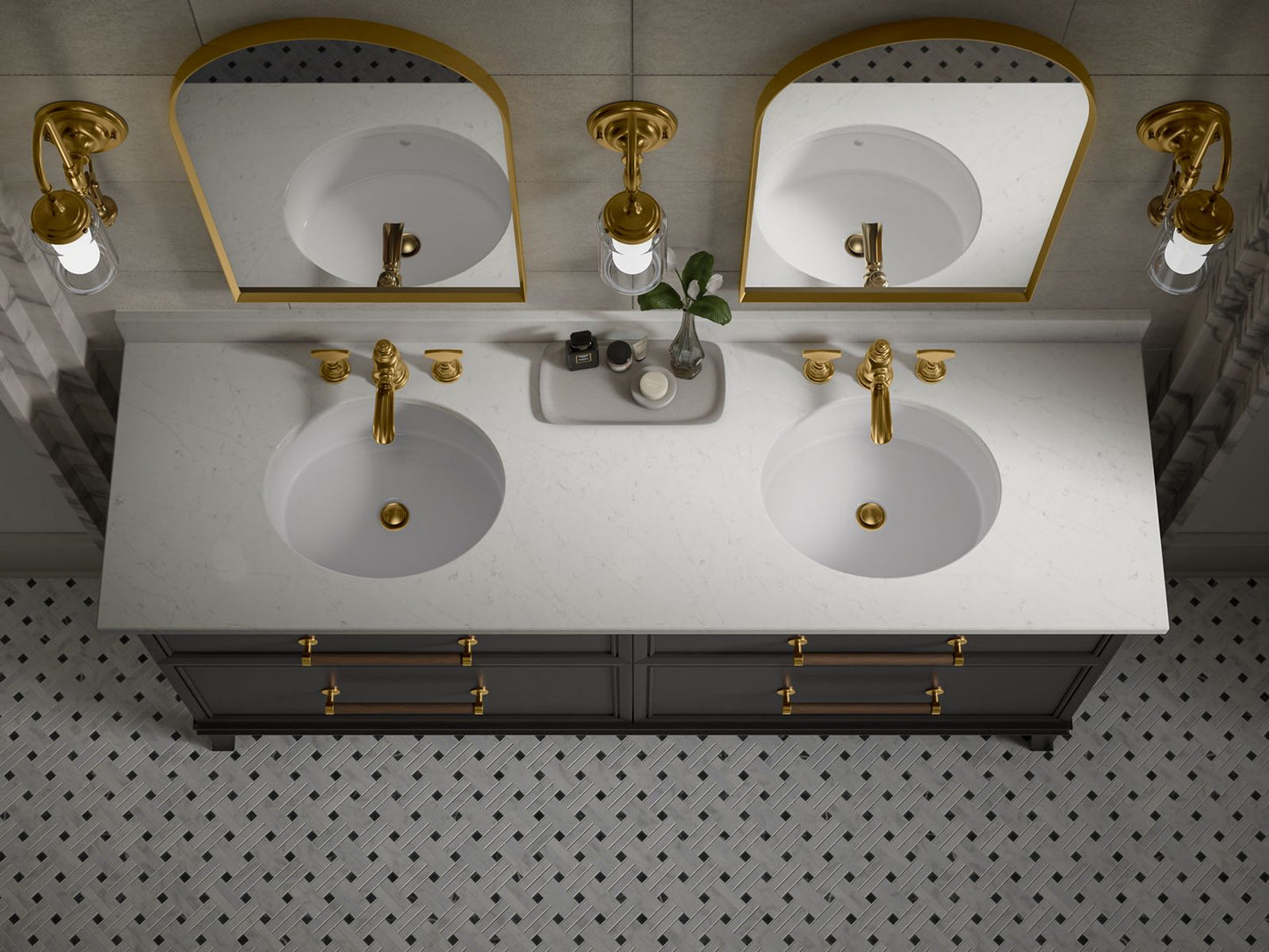 KOHLER Silestone 73" quartz vanity top with two oval cutouts