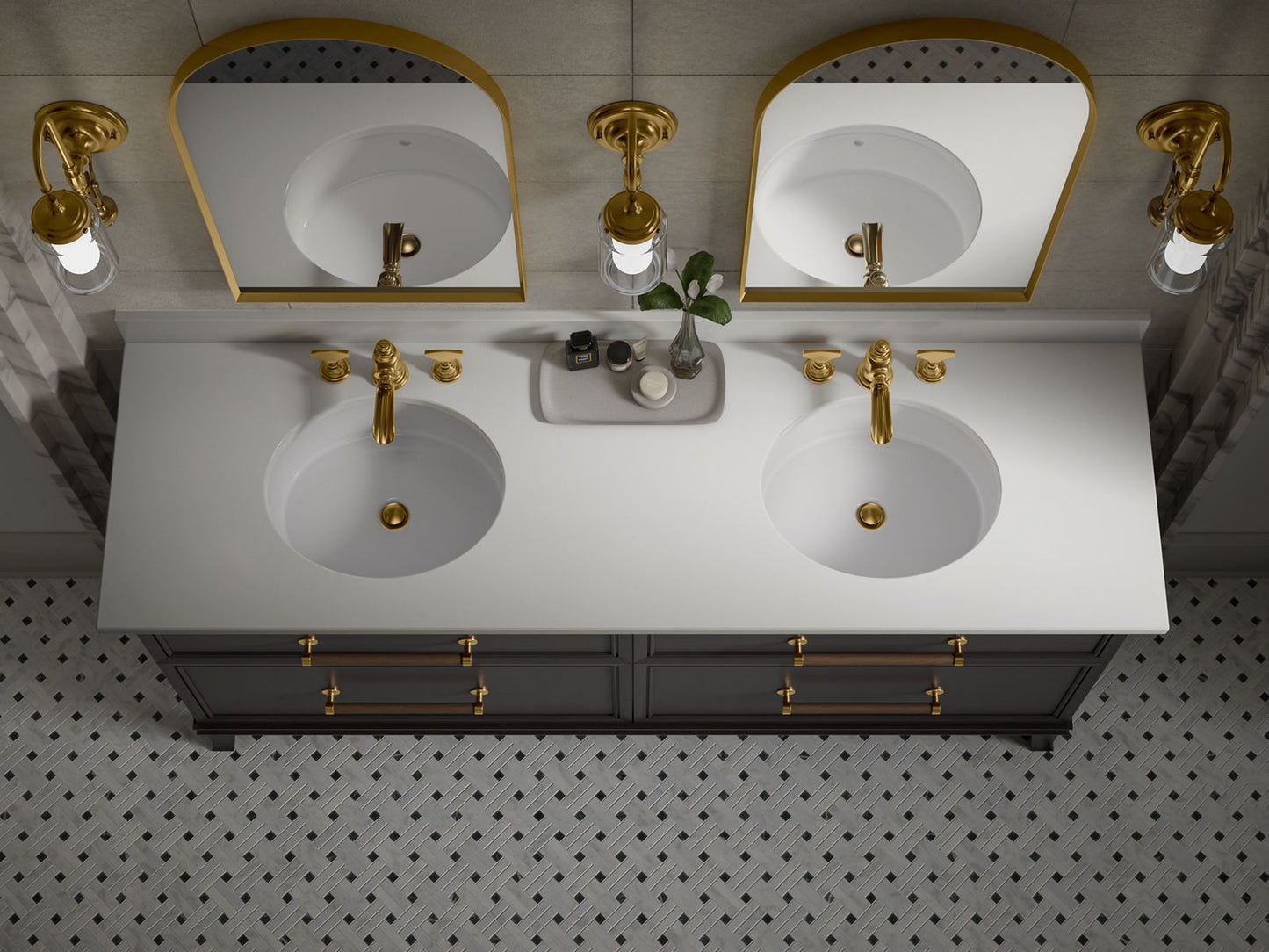 KOHLER Silestone 73" quartz vanity top with two oval cutouts