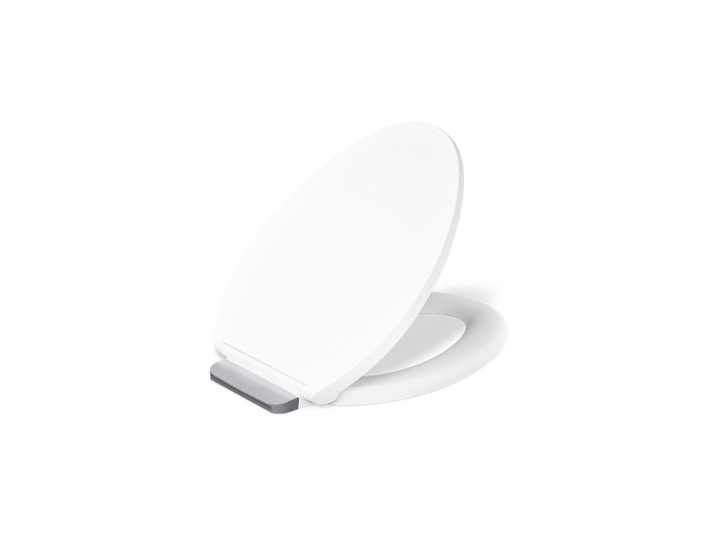 KOHLER K-36593-CP Covert ReadyLatch® Quiet-Close™ Elongated Toilet Seat, White - 3/4 view of product