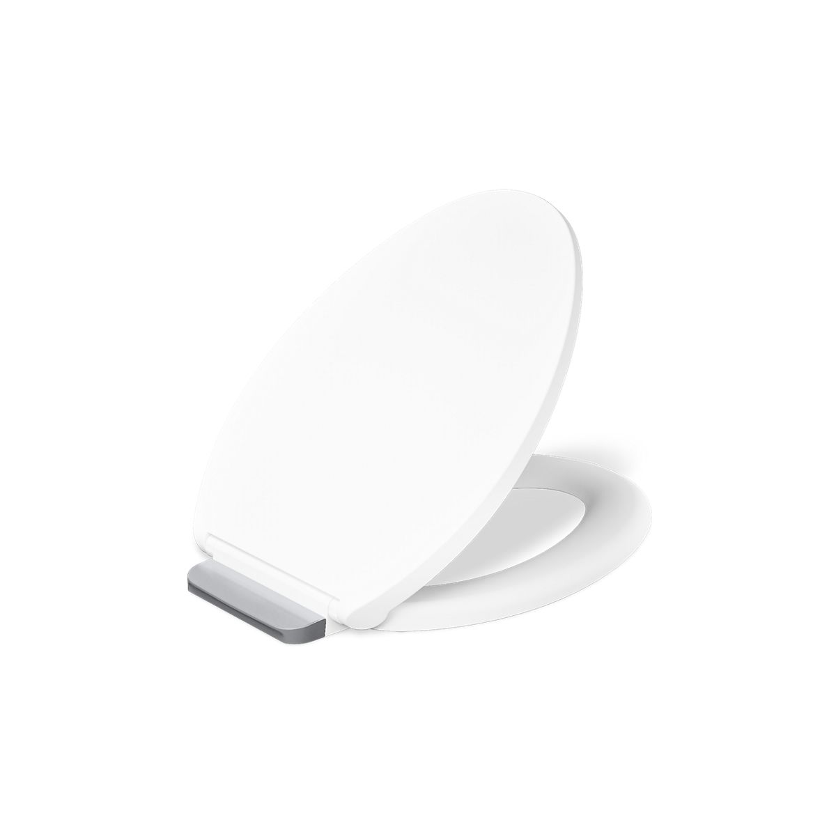 KOHLER K-36593-CP Covert ReadyLatch® Quiet-Close™ Elongated Toilet Seat, White - 3/4 view of product