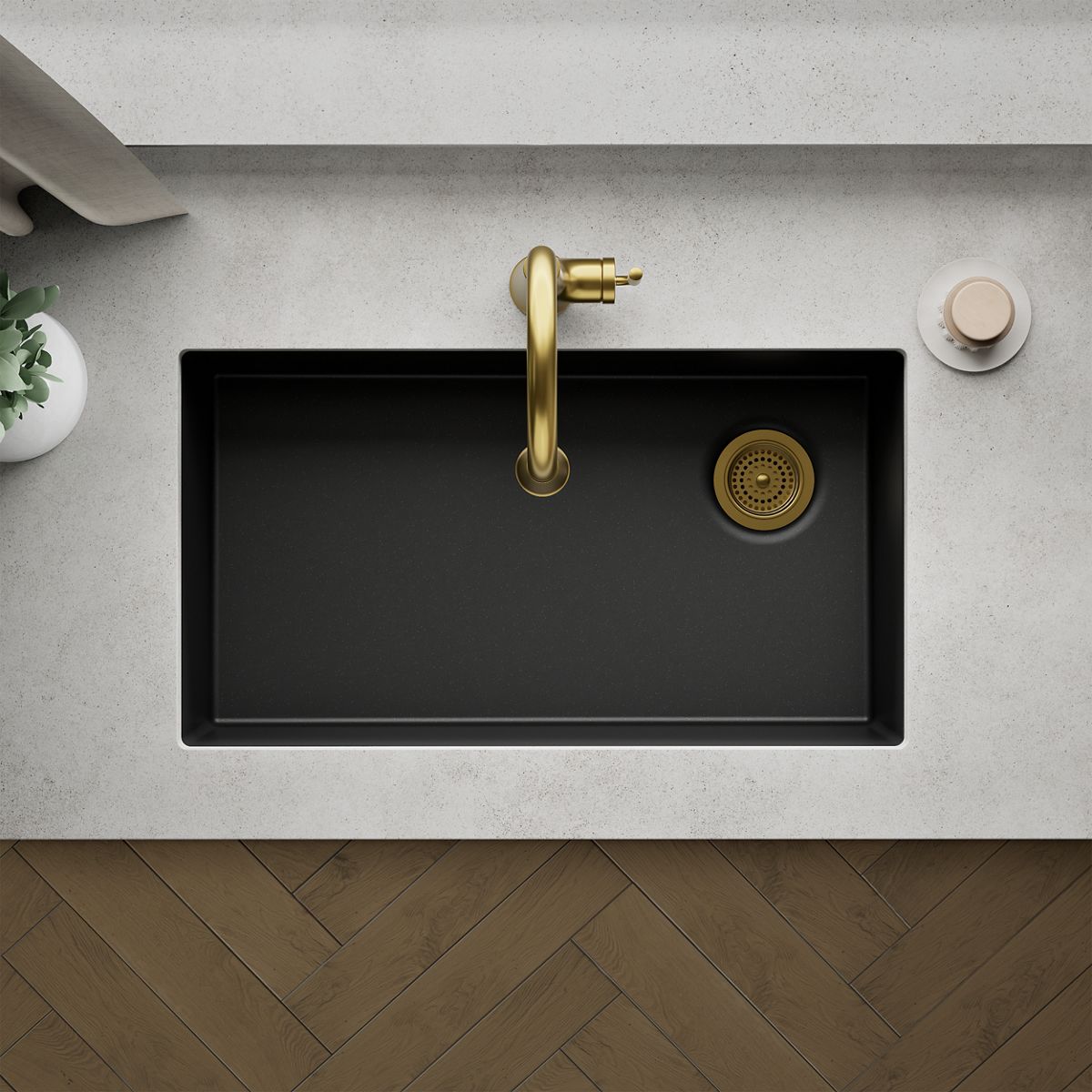 KOHLER K-36747 Billings 32-1/2" Undermount Single-bowl Kitchen Sink, Matte Black - Detail image of a product feature