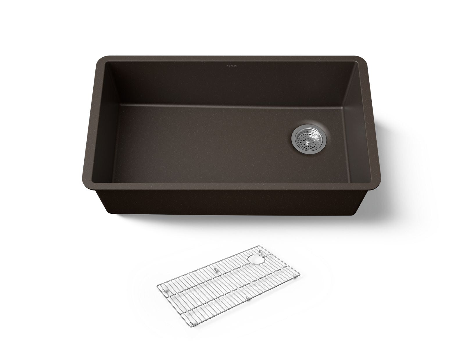 KOHLER K-36747 Billings 32-1/2" Undermount Single-bowl Kitchen Sink, Matte Brown - 3/4 view of product