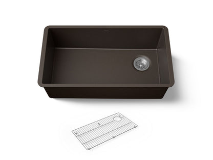 KOHLER K-36747 Billings 32-1/2" Undermount Single-bowl Kitchen Sink, Matte Brown - 3/4 view of product