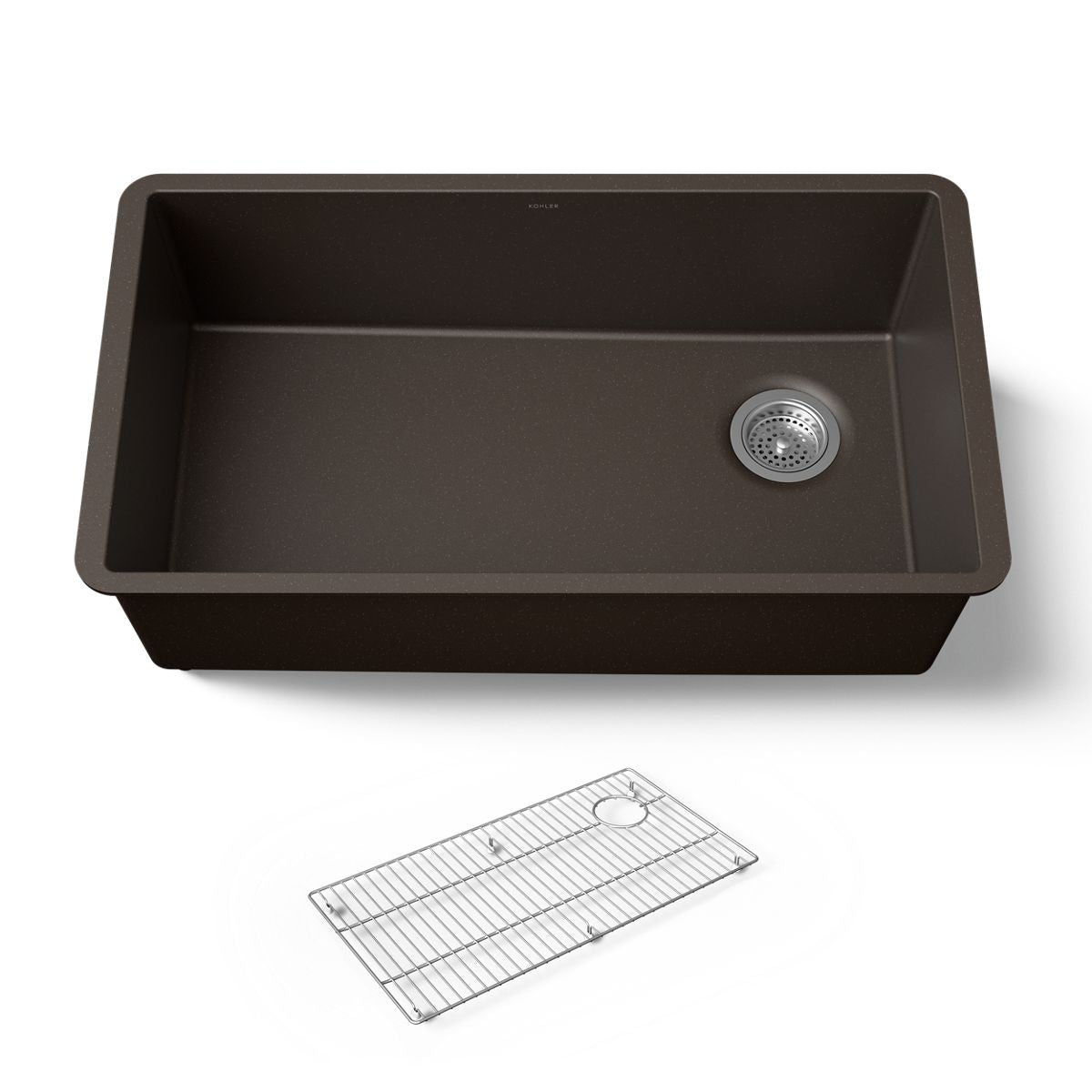 KOHLER K-36747 Billings 32-1/2" Undermount Single-bowl Kitchen Sink, Matte Brown - 3/4 view of product