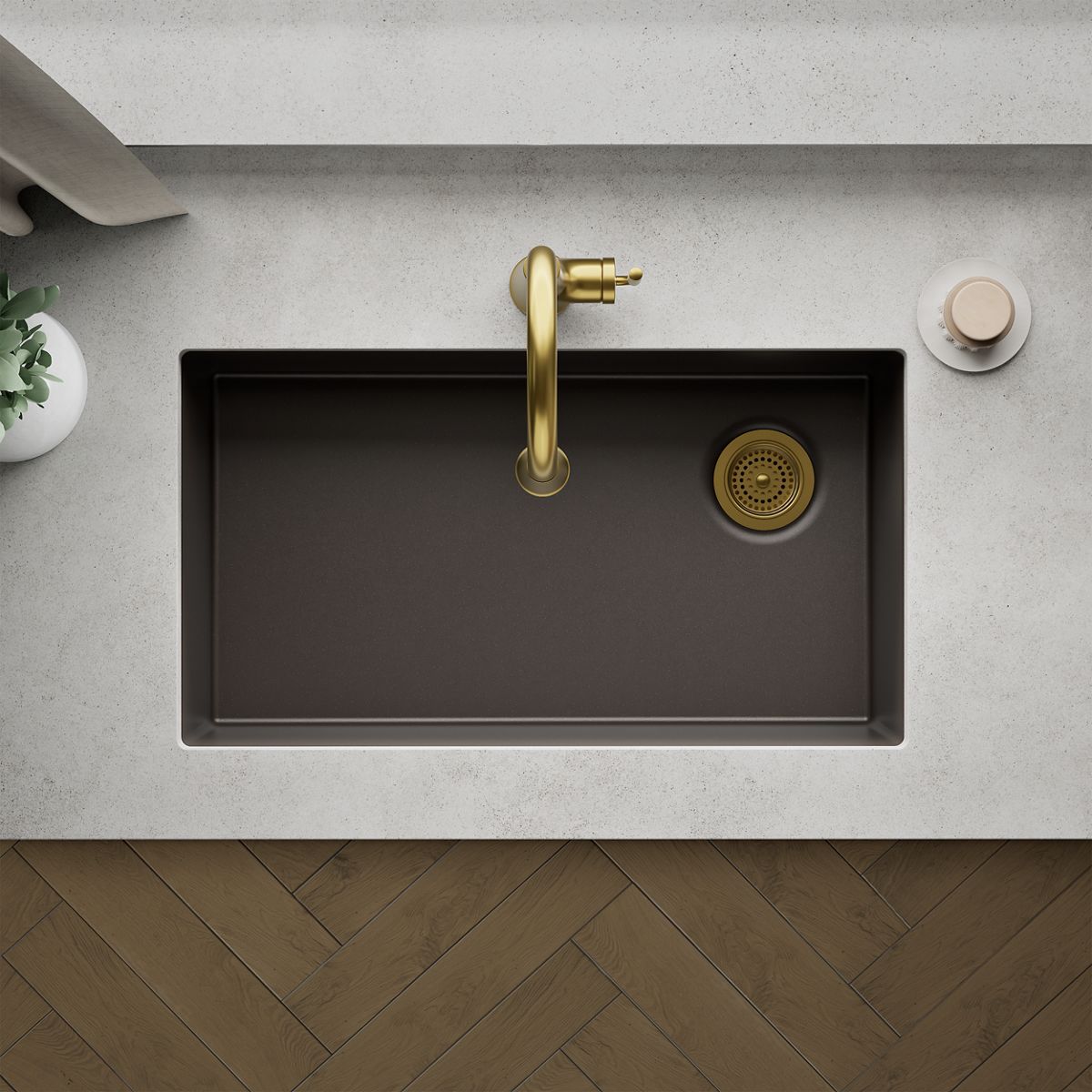 KOHLER K-36747 Billings 32-1/2" Undermount Single-bowl Kitchen Sink, Matte Brown - Detail image of a product feature