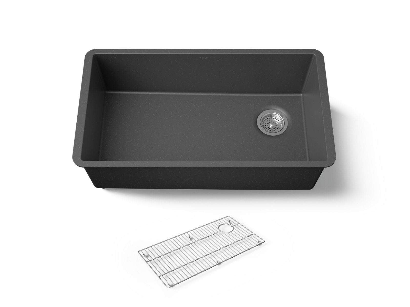 KOHLER K-36747 Billings 32-1/2" Undermount Single-bowl Kitchen Sink, Matte Graphite - 3/4 view of product
