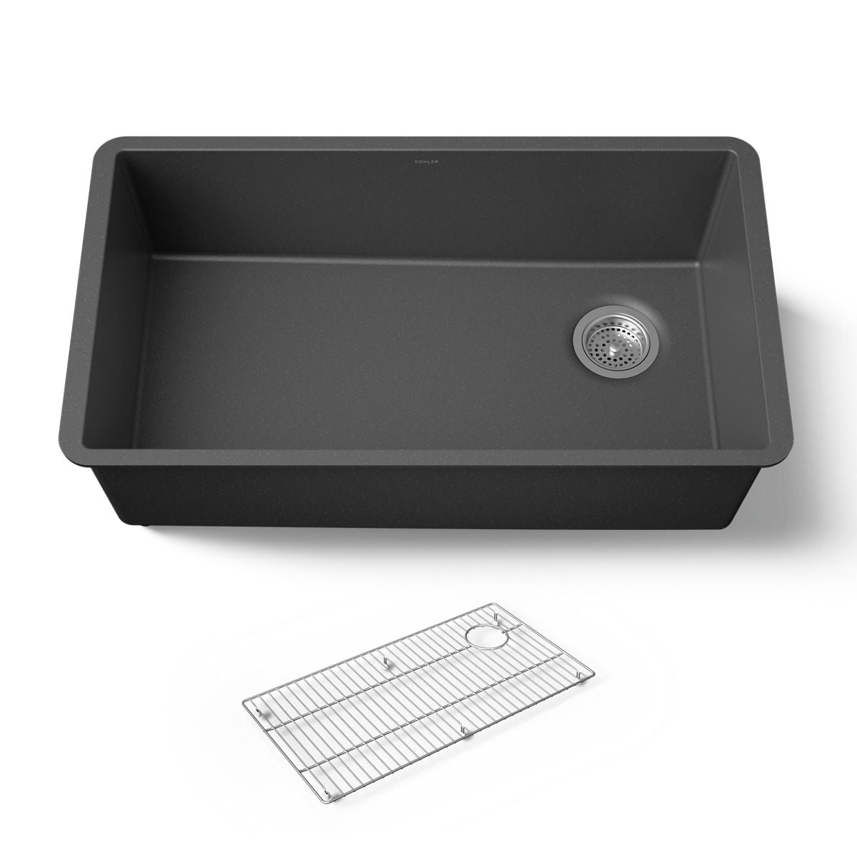 KOHLER K-36747 Billings 32-1/2" Undermount Single-bowl Kitchen Sink, Matte Graphite - 3/4 view of product