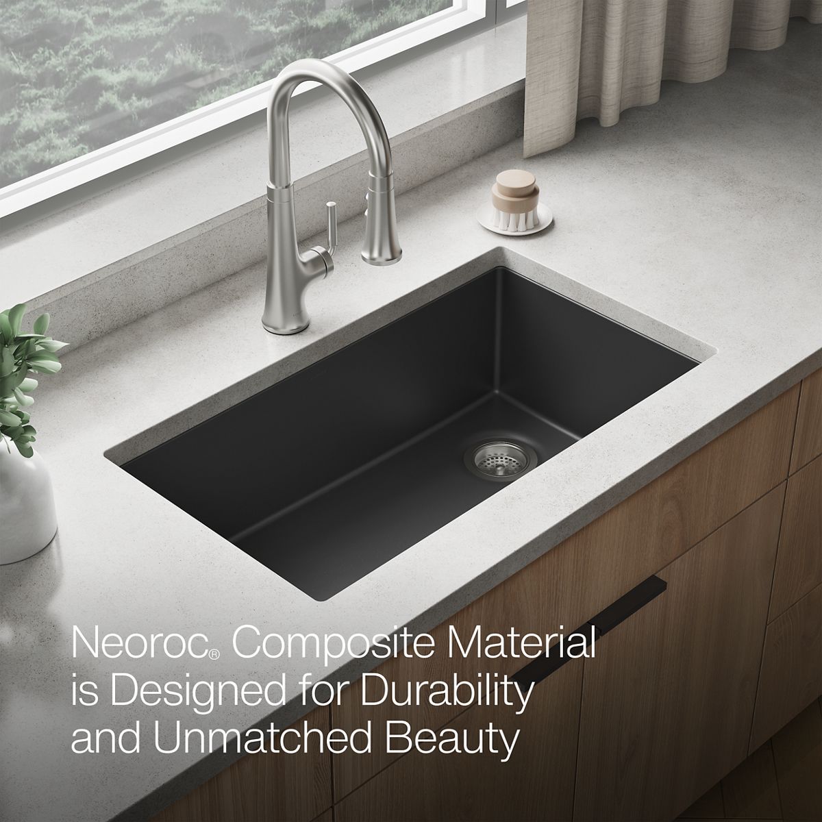 KOHLER K-36747 Billings 32-1/2" Undermount Single-bowl Kitchen Sink, Matte Graphite - Detail image of a product feature