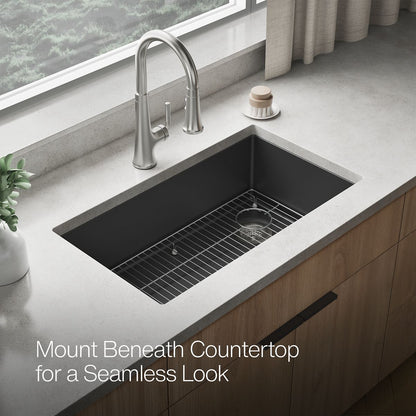 KOHLER K-36747 Billings 32-1/2" Undermount Single-bowl Kitchen Sink, Matte Graphite - image focused on single product story