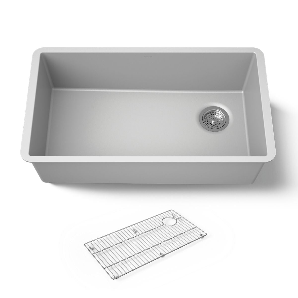 KOHLER K-36747 Billings 32-1/2" Undermount Single-bowl Kitchen Sink, Matte Grey - 3/4 view of product