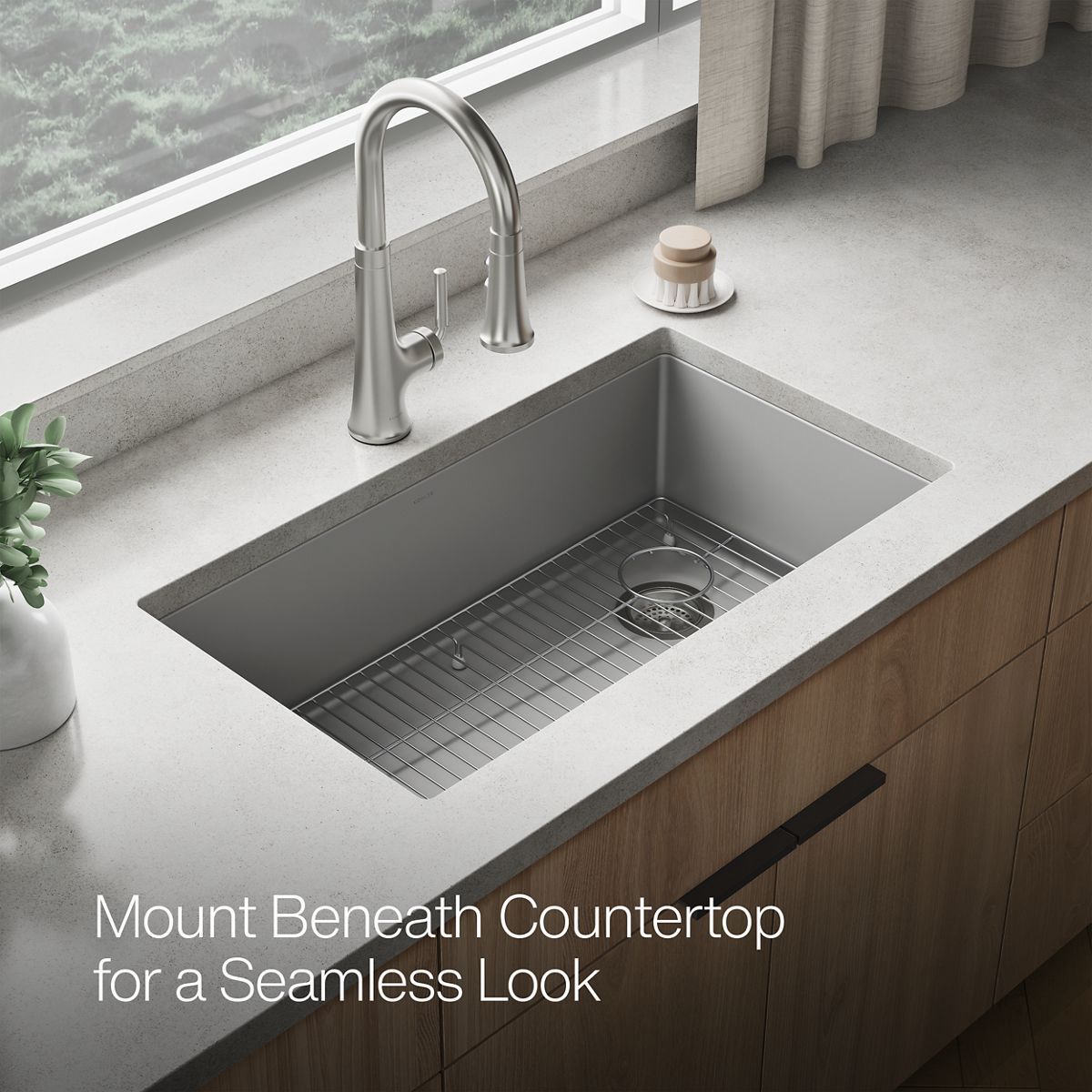 KOHLER K-36747 Billings 32-1/2" Undermount Single-bowl Kitchen Sink, Matte Grey - image focused on single product story